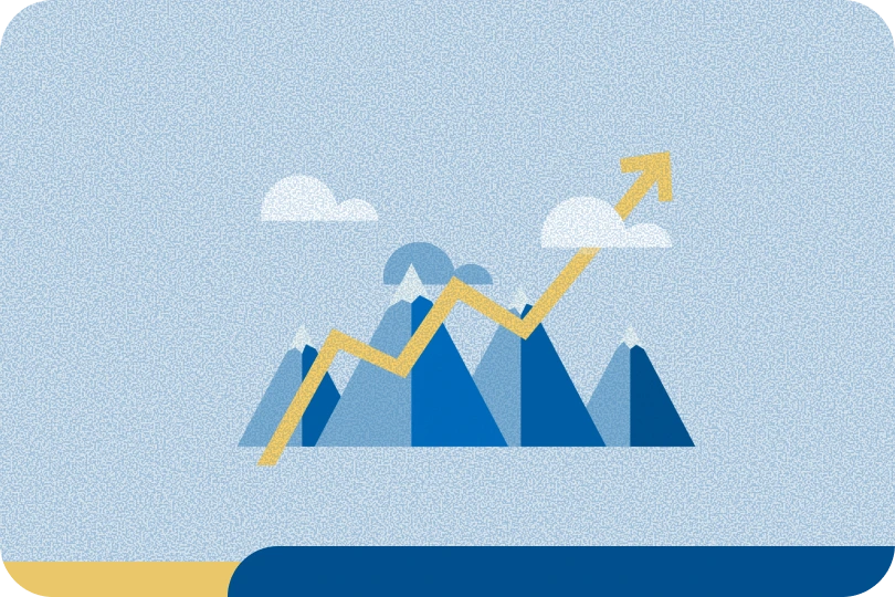 Growth chart with mountains illustration
